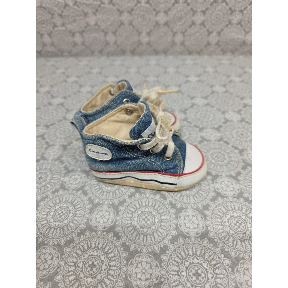 Gerber Baby Shoes Denim‎ High Top Sneakers Infant Pre Walker Crib Shoes 3